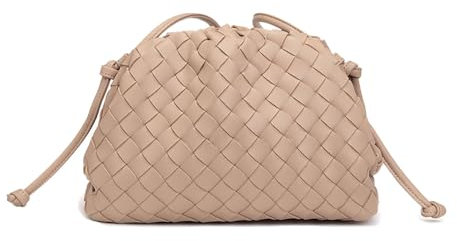 Huralona Elegante Clutch-Geldbörse aus veganem Leder, super weich, mit Wolkenmuster, Clutch-Tasche für Damen, PU-Abendtasche, Handtasche, Nude Woven, Small