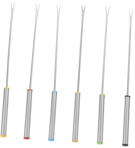 TOKIDNY 6pièces Fourchettes à Fondue Ergonomiques Inoxydable Avec Poignée Résistante Chaleur Pour Chocolat Fromage Et Fruits Ustensiles De Dessert Multifonctionnels