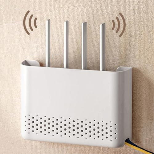 PZPIUGY Kabellos WiFi Router Aufbewahrung Boxen Kabel Draht Halterung Wand Behang Stecker Brett Aufbewahrung Regal Router-Regal Wandmontage WLAN-Router(30X6X22cm)