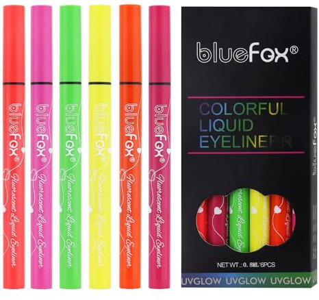 Peinture Fluorescents UV, HISUNBEN 6 Crayons De Peinture UV Néon Pour Le Visage Et Le Corps, Lavables Non Toxiques Bâton de Peinture au Néon UV (6 couleurs UV Glow Matte Eyeliner)