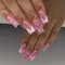 GlamRays 24 Pièces Rose Ongles Pression Moyenne Carrée 3D Blanc Français Faux Ongles Pression Effet Automne Hiver Art Ongulaire Pointes Complètes Ongles Acryliques