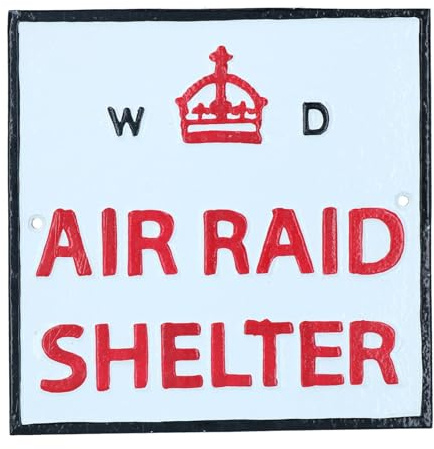 Air Raid Shelter Cast Iron Sign Plaque Door Wall House Fence Gate Garden Yard