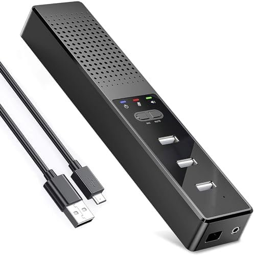 Cykvis 3 in 1 USB Computer Speaker with Microphone, PC Laptop Speaker with Mic for Smart Home Office and Online Study，360 Degree Enhanced Voice Pickup, Noise Reduction,Compatible with Zoom, Teams