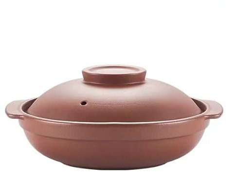 Soup Bowl,Ceramic Soup Serving Pot,Unglazed Terracotta Ceramic Casserole Dish, Clay Pot, Earthen Pot Cookware with Lid for Dinner and Party, Stockpot for Rice Hot Pot, Stew(5L)