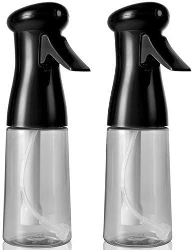 Spray Bottle For Hair, Continuous Mister Sprayer, Ultra Fine Mist Empty Spraying Water Bottles for Hairstyling, Barbers, Salons, Essential Oil Scents, Cleaning, Plants - Black&Black