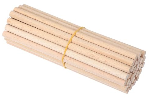 PATIKIL 30 Stück Holzdübel 3/8 x 8 Zoll Runde Holzstäbe Natürliche Farbe | Unbehandelte, Vorgeschnittene, Für Bastel DIY Projekte Wohnaccessoires, Holzstäbe