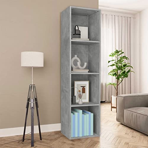 WKIEQACO Haus & Garten, Möbel-Bücherschrank, Fernsehschrank, Betongrau, 36 x 30 x 143 cm, Holzwerkstoff