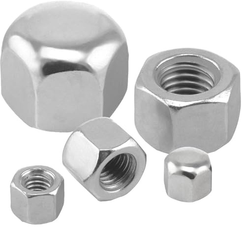 25 Stück Sechskant Hutmuttern M10 niedrige Form Edelstahl A2 DIN 917 Kappenmuttern WIBTEC®