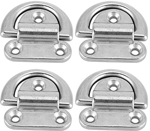 Fuchooky 316 Stainless Steel Boat Folding Pad Eye Lashing D Ring Tie Down Cleat, Suitable for Stainless Steel Boats