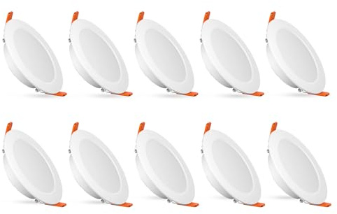 paul russells Bathroom Spot Lights Ceiling, 6W LED Round Panels 3 CCT Light, 600LM, 3000K,4000K,6500K, Led Downlights spotlights for Ceiling, Panel Lighting (Non-Dimmable), 10 Pack