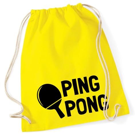 Huuraa Turnbeutel Ping Pong Tischtennis 12 Liter Yellow Baumwolle Rucksack Geschenkidee
