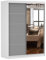 Fabryka Mebli Idźczak Kleiderschrank mit Spiegel, Schiebetüren - Schwebetürenschrank, Schlafzimmerschrank - ‎61 x 150 x 200 cm - Schrank für Schlafzimmer, Ankleidezimmer, Garderobe - Weiß/Grau