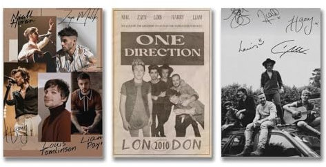 3 Stück One Poster Direction Musikband Vintage signiert Cover Wandkunst Leinwand Poster Zimmer Dekorativer ästhetischer Druck Dekor 20 x 30 cm - 3 Stück Stil