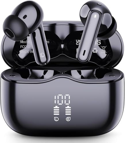 Bluetooth Kopfhörer, In Ear Kopfhörer Kabellos Bluetooth 5.4 HiFi Stereo, Kabellose Kopfhörer mit Noise Cancelling Mic, 40Std Tiefer Bass IP7 Wasserdicht Sport Ohrhörer für Arbeit und Studium USB-C