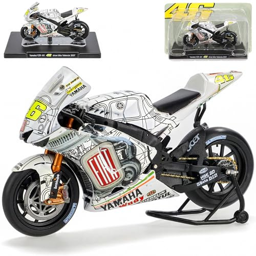 Ixo Yamah. 2007 YZR-M1 Valentino.Rossi Show Bike Valencia Mit Sockel 1/18 Modell Motorrad mit individiuellem Wunschkennzeichen