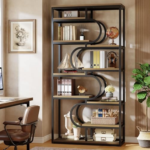 Tribesigns 5-stöckiges Industrie-Bücherregal, 180cm Hohes Etagere-Bücherregal mit Robustem Metallrahmen, Freistehendes Regal, Ausstellungsregal mit Offenem Stauraum für Home Office, Wohnzimmer