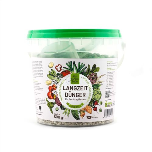 GemüseProfi Langzeitdünger 500 g – NPK 12-5-20 + Ca + Mg, bis 3 Monate Wirkung, Gemüsedünger für Gemüsebeete, Gewächshaus & Balkon