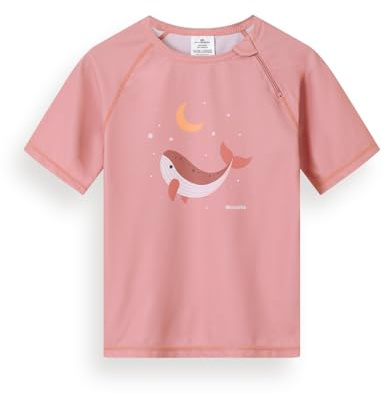 Monnëka Rashguard Enfant Manches Courtes pour Plage et Piscine | Whale Pink 4 à 5 Ans