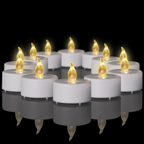 12 Stück Led Teelichter Kerzen mit Timer, Elektrische Flackernde Flammenlose Batteriebetrieben Kerzenlampe ,6h ein/18h aus,Hochzeiten,Party,Festival,Wohndekoration,Keine Fernbedienung Timer WarmesGelb