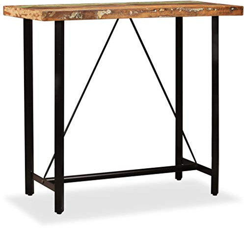 Yunovire Bartisch Altholz Massiv 120x60x107 cm, Industrial Design Stehtisch für Küche und Esszimmer, Robuster Massivholz Tresen, Poliert lackiert, Modern Farmhouse Stil