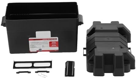 Multizenic Box-Aufbewahrungshalter mit Riemen, Batteriefach mit großem Fassungsvermögen für PKW, LKW, Bootsanhänger, Wohnmobil, belüfteter ABS-Stromschutz mit Griff und Montagematerial