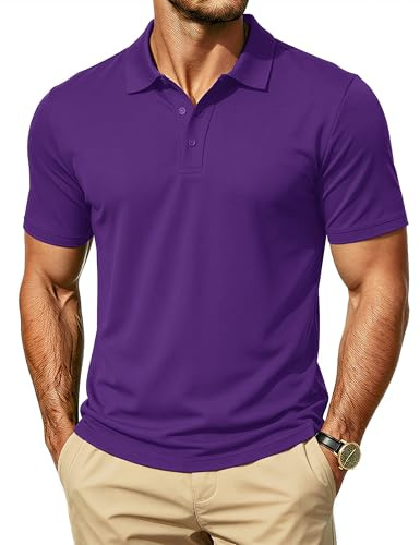 TACVASEN Polo da uomo a maniche corte, traspirante, in cotone, vestibilità regolare, per sport, golf, tennis, outdoor, estate