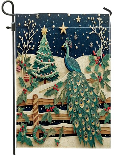 Bandiera Verticale Peacocks Bird Robuste Bandiera Pace Doppia Faccia Bandiere Giardino Per Domestiche Letto Camere 12X18 Inch