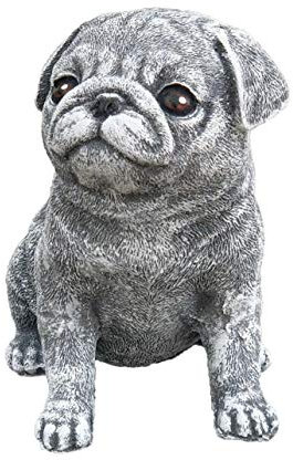 stoneandstyle Steinfigur Mops Hund, Frost- und Wetterfest, handgearbeitet