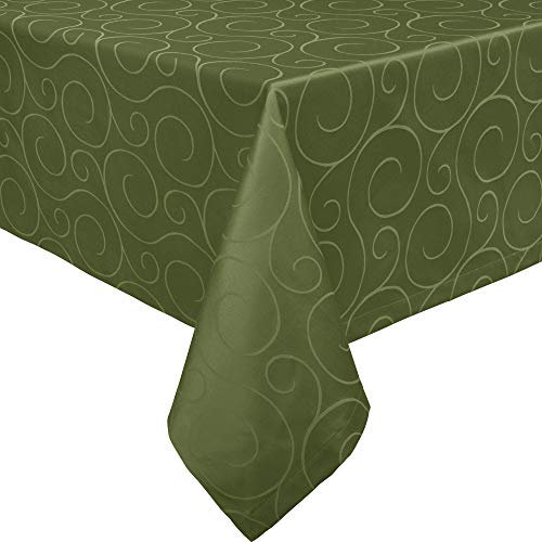 Erwin Müller Tischdecke, Tischwäsche Oberhausen, Jacquard Ranken dunkelgrün Größe 130x170 cm - pflegeleicht, bügelleicht, eckige Decken mit Kuvertsaum