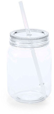 eBuyGB Mason Jam Jars, BPA-Free Plastic, 600 ml, White