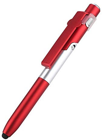 Stylo capacitif, ASHATA 4 en 1 stylos à Bille capacitifs avec écran Tactile avec lumière LED pour Tablette, Stylet capacitif Pliable, Stylo Stylo/Support pour téléphone Portable(Rouge)