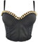 Woboren Damen Push Up Bustier Crop Top Gothic Punk Kette Korsett Clubwear BH with Detachable Strap Black S