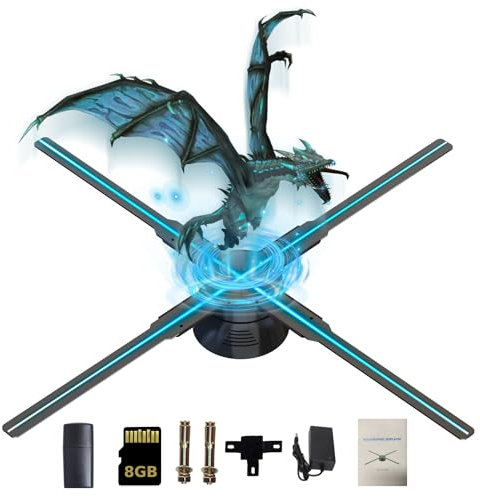 Bewinner 3D Hologram Fan Projector, 2000x552 WiFi APP Control 3D Hologram Advertising Display LED Fan with 8GB Memory Card for Trade Show, Store Display (52cm)