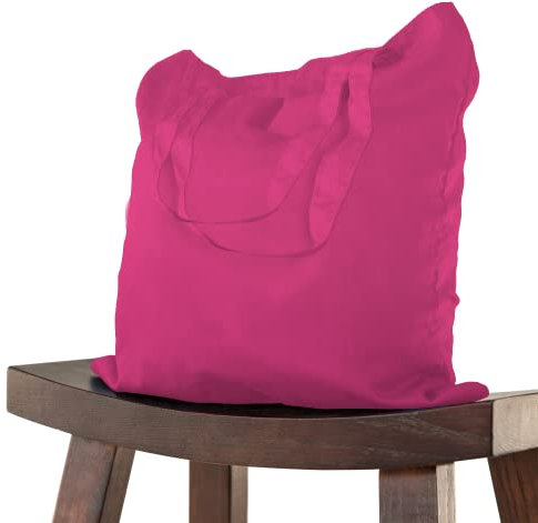 ELES VIDA Baumwolltasche 38x42 cm unbedruckt, zwei lange Henkel OEKO-TEX® Stofftasche, Tragetasche, Baumwollbeutel, Einkaufstasche, Jutebeutel, Stoffbeutel Einkaufsbeutel Pink