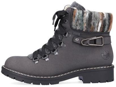 Rieker Ladies Fur Lined Ankle Boots Y9131-45 - Grey Synthetic - UK Size 6 - EU Size 39 - US Size 8