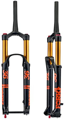 HSQMA DH MTB Luft Gabel 26/27.5/29 Zoll Bergab Mountainbike Federgabel Federweg 140mm Zugstufe Einstellen Verjüngt Vorderradgabel Steckachse Manuelle Sperre (Color : Gold, Size : 27.5'')