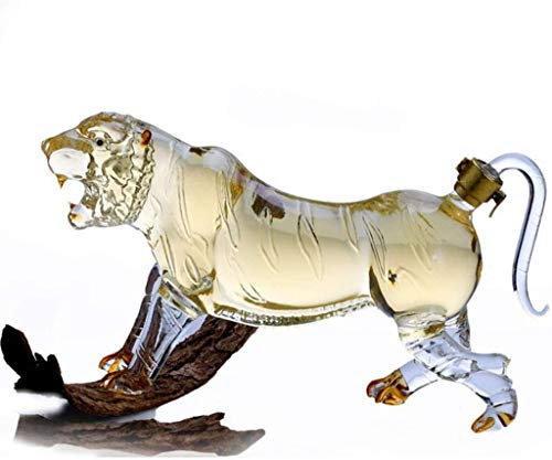 Portabottiglie Decanter per Whisky Decanter per Whisky a Forma di Tigre, Bottiglia di Vetro Scintillante, Bottiglia Spumante Trasparente a Forma di Animale per Uso Domestico Tiger King per Liquore,