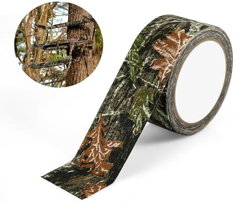 10m x 5cm Ruban Adhésif Camouflage, 1 Rouleau Bandes Furtives Adhésif Camouflage Bande de Tissu Extensible Bandages pour l'Extérieur la Chasse Les Arbres Le Camping l'Équipement