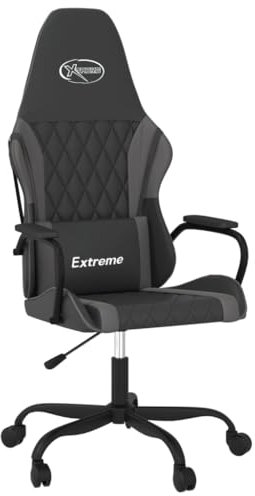 vidaXL Gaming Stuhl Höhenverstellbar Drehbar Chefsessel Bürostuhl Drehstuhl Sportsitz Bürosessel Schreibtischstuhl Schwarz Grau Kunstleder