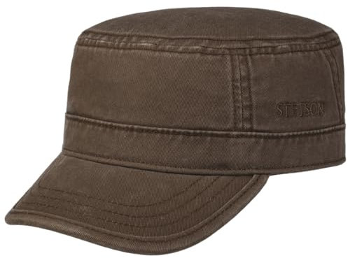 Stetson Gosper Army Cap Damen/Herren - Urban Armycap aus Baumwolle - Militärcap mit UV-Schutz 40 - Mütze Militär Sommer/Winter braun L (58-59 cm)