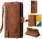 EYZUTAK Handyhülle für Samsung Galaxy A55 5G,Flip Case Lederhülle Reißverschluss Magnetverschluss Brieftasche mit 9 Kartenfächern Standfuntion Retro Matt Ledertasche-Braun
