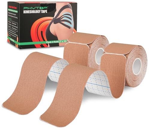 PHYTOP Kinesiologie Tape Hautfarben (40 Streifen, 25cm x 5cm) | Latexfreie Kinesiotapes für Sport | Physiotape ideal zur Unterstützung von Knie, Schulter und Ellbogen