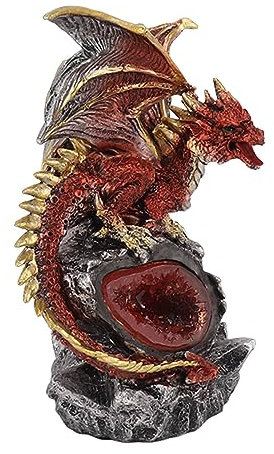 Nikou Fighting Dragon Statue DND Dungeons Miniaturen Harz Desktop Drachen Figur Skulptur mit Licht für Home Ornament Halloween Dekor (Mehrfarbig)