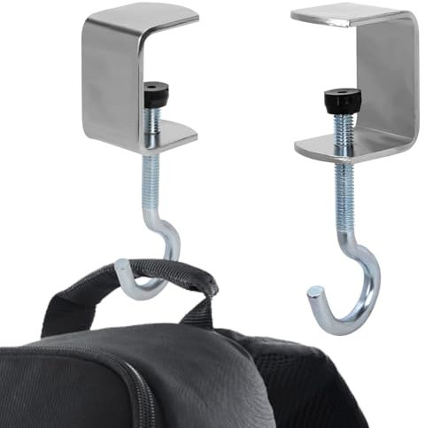 JYTDBCS Desk Mount Bag Holder Hook,Desk Bag Hook, Metal Desk Hanger Adjustable Under Table Purse Hook Clamp Portable Headphones Holder Clip Organizer for Women Girls Handbag, Reduce Desk Clutter