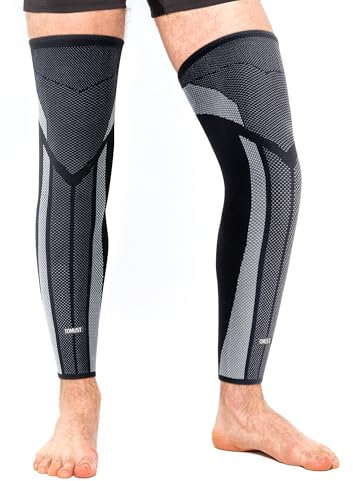 TOMUST Paire de manchons de compression pour jambes complètes, soutien de la cuisse, protection du mollet, genouillère longue antidérapante pour douleurs articulaires, LCA, MCL, déchirure du ménisque,