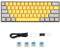 61 Touches 60% Clavier de Jeu Filaire Switth Switchs Réactifs, RVB Backlit Ultra-Compact Petit Clavier de Jeu pour le Joueur PC / Mac, Dactylographie, Voyage, (Interrupteur bleu de jaune grisâtre)