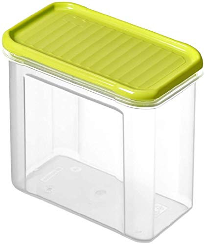 Rotho Domino Vorratsdose 1l mit Deckel, Kunststoff (PP) BPA-frei, transparent/grün, 1l (16,5 x 9,0 x 13,0 cm)
