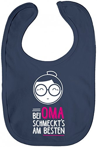 Geschenkidee Geburt Baby Lätzchen Baumwolle Baby Bib Mädchen Jungen Bei Oma schmeckts am besten, Größe: onesize,Nautical Navy