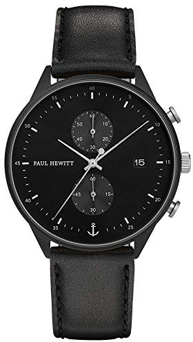 PAUL HEWITT Uhr Chrono Black Sunray Schwarz Silber Leder Schwarz