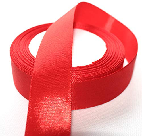 CaPiSo 22m Satinband 25mm Breite 2,5cm Schleifenband Geschenkband Dekoband Weihnachten Hochzeit (Rot, 22m)
